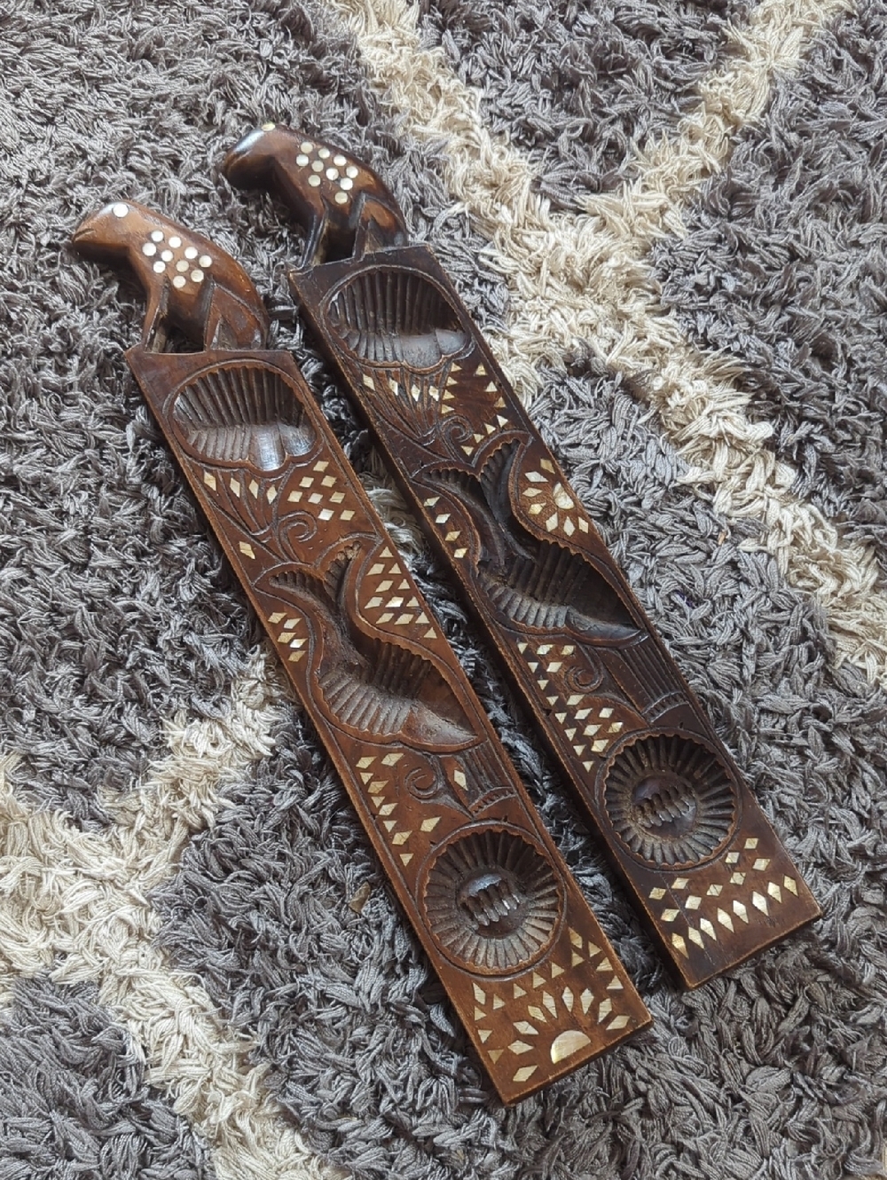 Hand Carved Wooden Antique Butter Molds With Frog Decoration